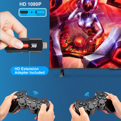 4K Game Stick Videogameconsole 64/128G 10000 + Games Retro Handheld Spelerconsole 2.4G Dubbele Draadloze Controller Jongens Cadeau